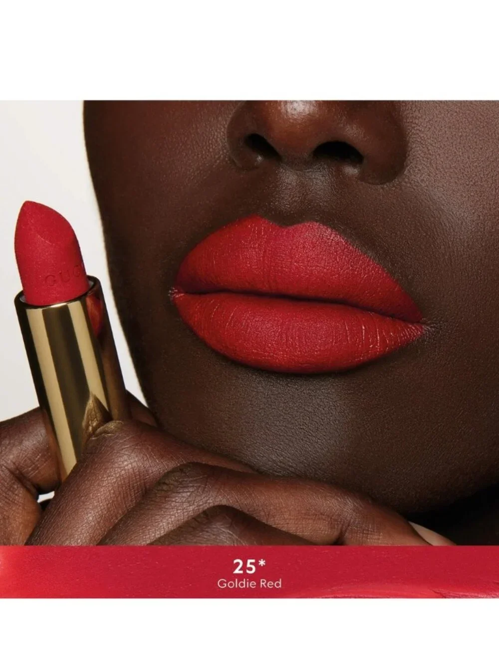 Gucci Velvet Matte Lipstick #25 Goldie Red (The Gucci Red Matte) Travel size New
